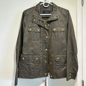 J.CREW olive green utility jacket with gold buttons